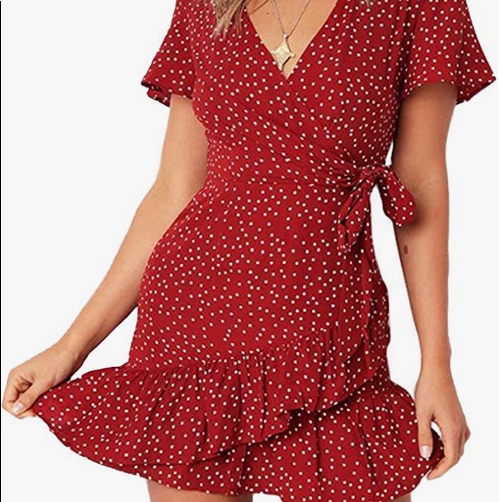 Red Polka Dot Wrap Dress 👗